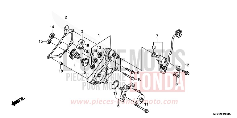 DEMULTIPLICATEUR de NC700X DCT PEARL SUNBEAM WHITE (NHA66) de 2012